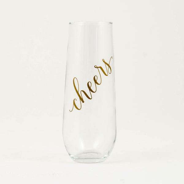 Stemless Cheers Champagne Glass