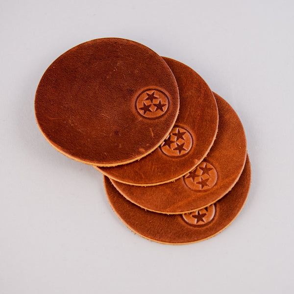 Buckle and Hide Leather Coasters